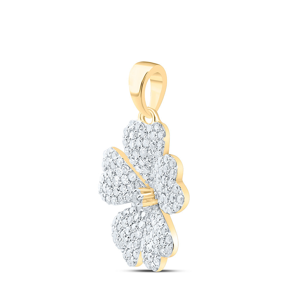 10K Yellow Or White Gold 5/8Cttw  Natural Diamond Fashion Heart Flower Pendant