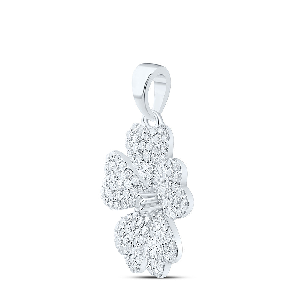10K Yellow Or White Gold 5/8Cttw  Natural Diamond Fashion Heart Flower Pendant