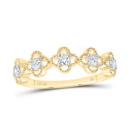 10K Yellow Gold 1/4Cttw Natural Diamond Fashion Clover  Ring