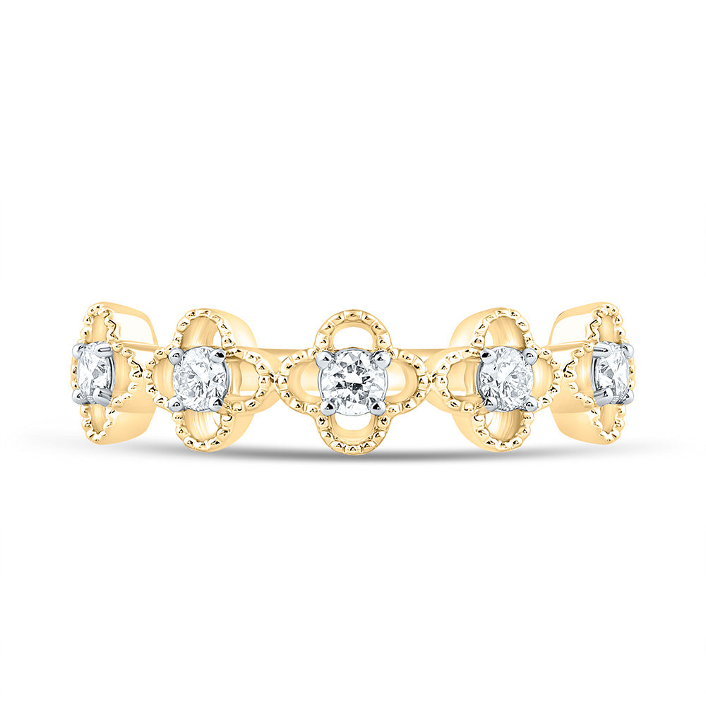 10K Yellow Gold 1/4Cttw Natural Diamond Fashion Clover  Ring