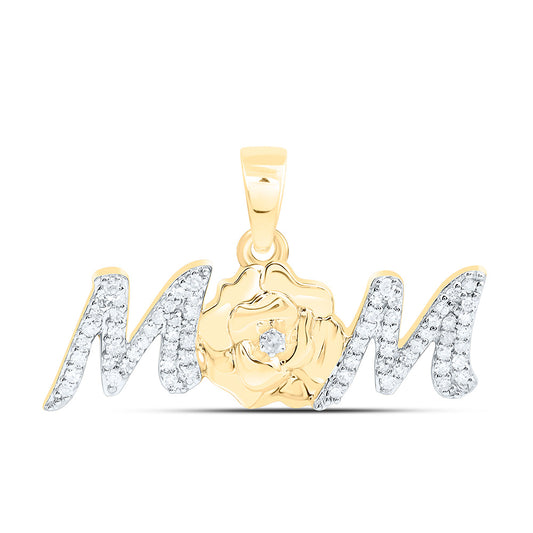 10K Yellow Gold 1/5Cttw Natural Diamond Gift "Mom" Pendant