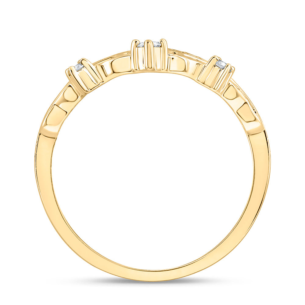 10K Yellow Or White Gold 1/5Cttw Natural Diamond Fashion Heart Crown Ring