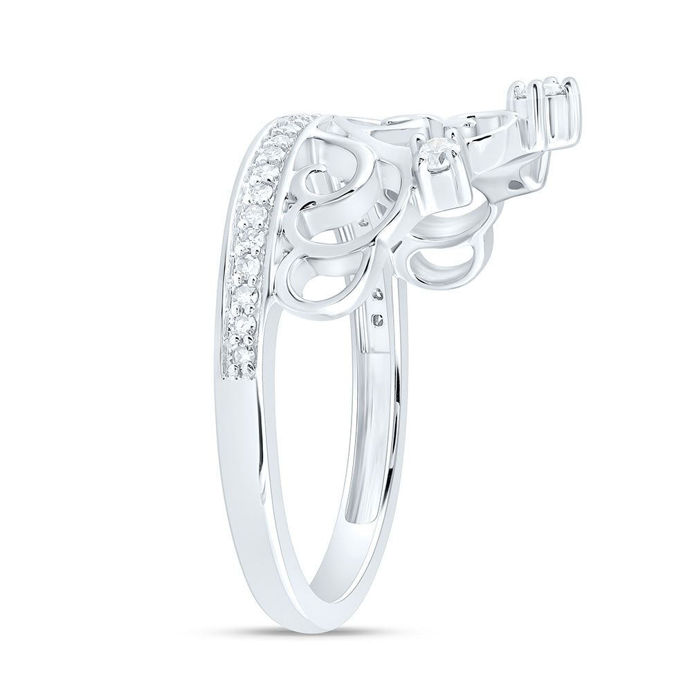 10K Yellow Or White Gold 1/5Cttw Natural Diamond Fashion Heart Crown Ring
