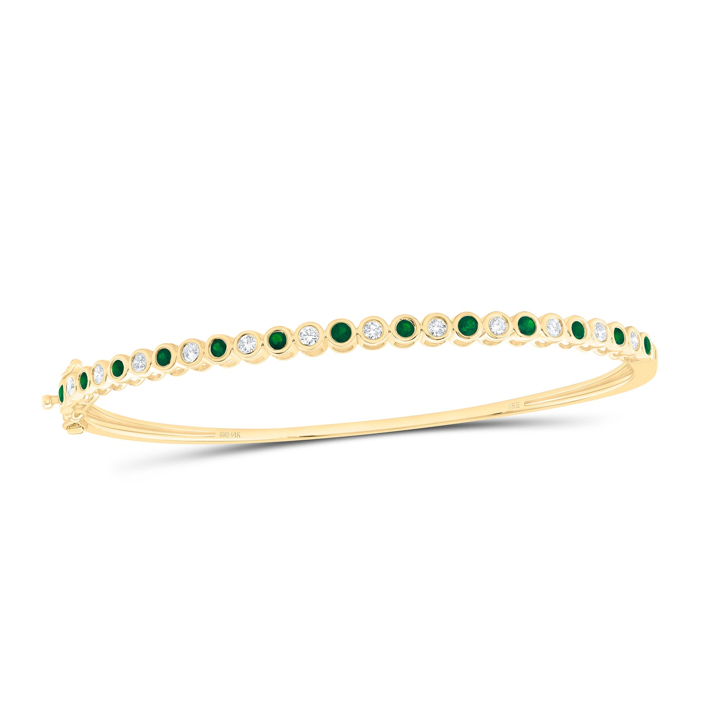 14K Yellow Or White Gold 1/2Cttw Natural Diamond Nke 3/4Cttw Round Blue Sapphire Tennis Bangle (65X55Mm)