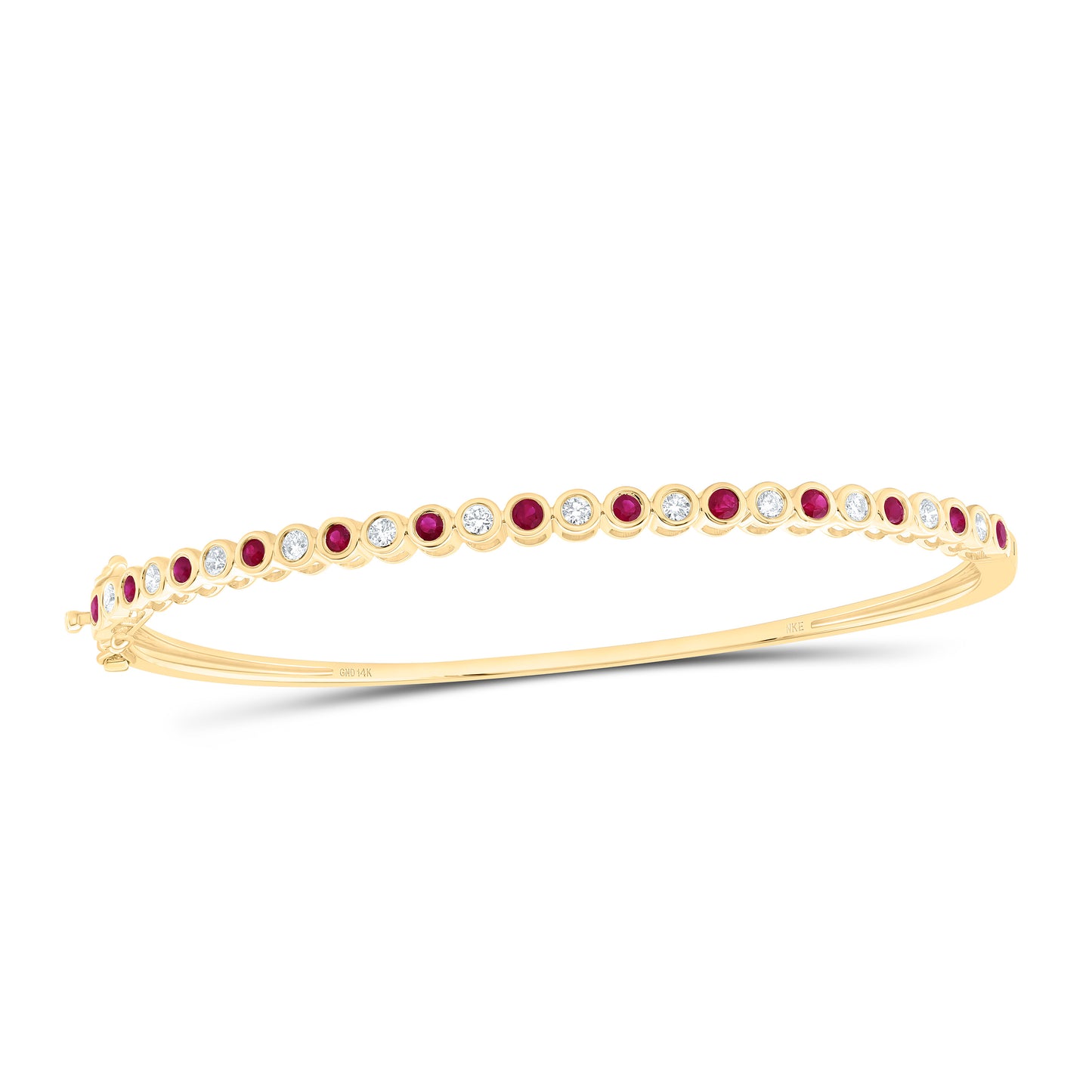 14K Yellow Or White Gold 1/2Cttw Natural Diamond Nke 3/4Cttw Round Blue Sapphire Tennis Bangle (65X55Mm)
