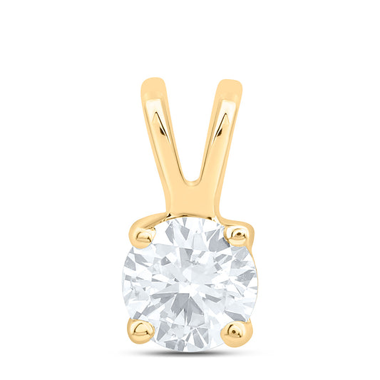 14K Yellow Or White Gold 1/5Cttw Natural Diamond I1 Ij Round Solitaire Pendant