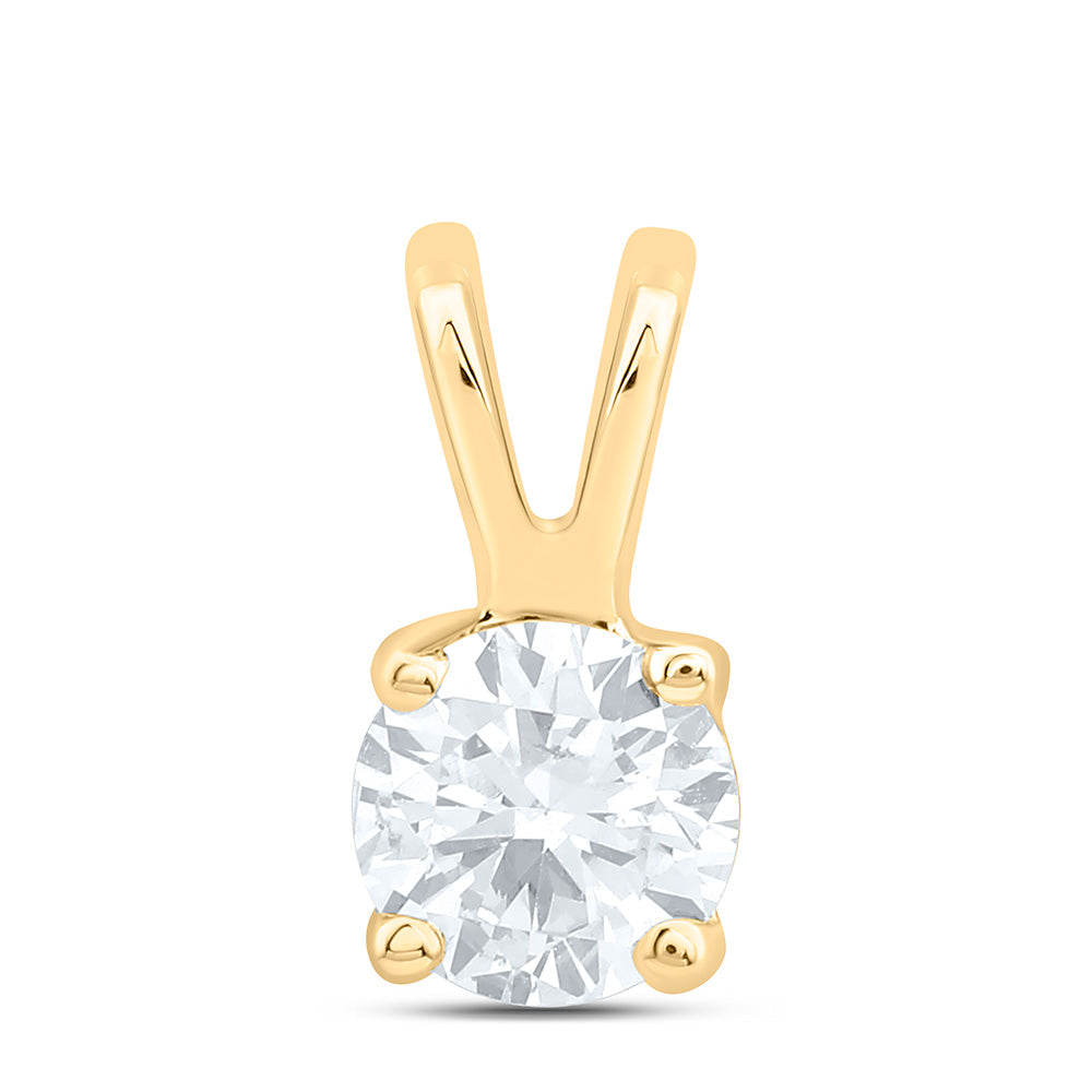 14K Yellow Or White Gold 1/4Cttw Natural Diamond I1 Ij Round Solitaire Pendant