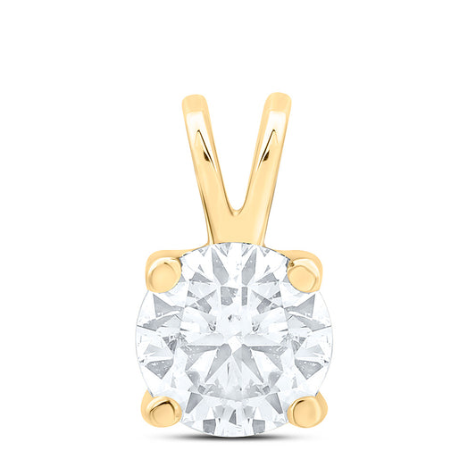 14K Yellow Or White Gold 1/2Cttw Natural Diamond I1 Ij Round Solitaire Pendant