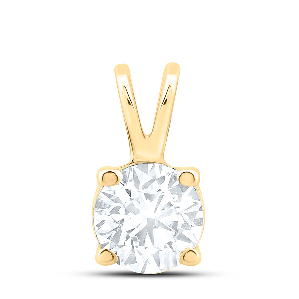 14K Yellow Gold 1Ctw Natural Diamond I1 Ij Round Solitaire Pendant