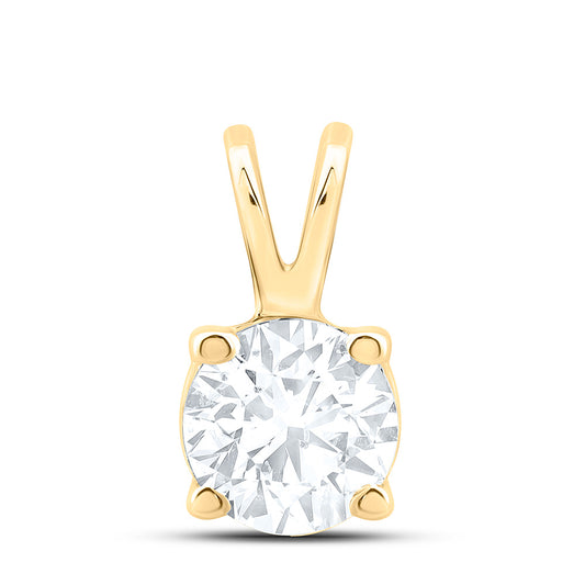 14K Yellow Gold 1Ctw Natural Diamond I1 Ij Round Solitaire Pendant