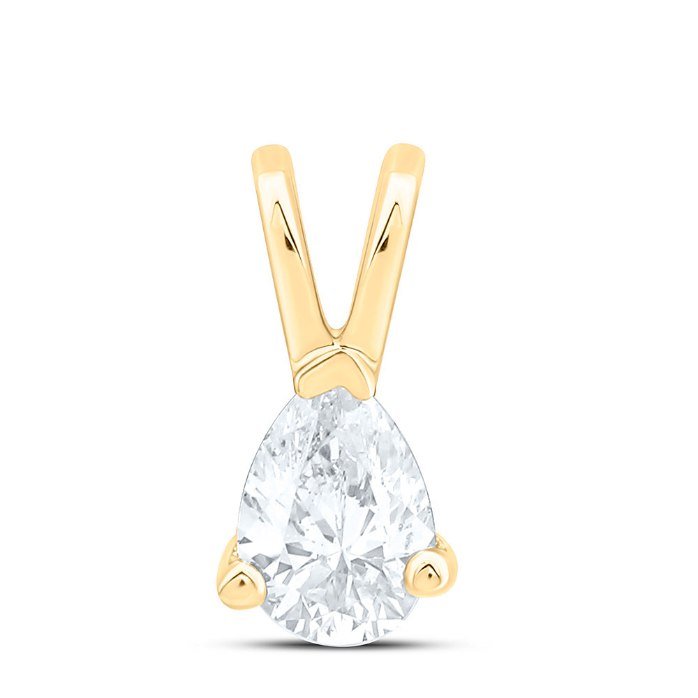14K Yellow Or White Gold 1/5Cttw Natural Diamond I1 Ij Pear Solitaire Pendant