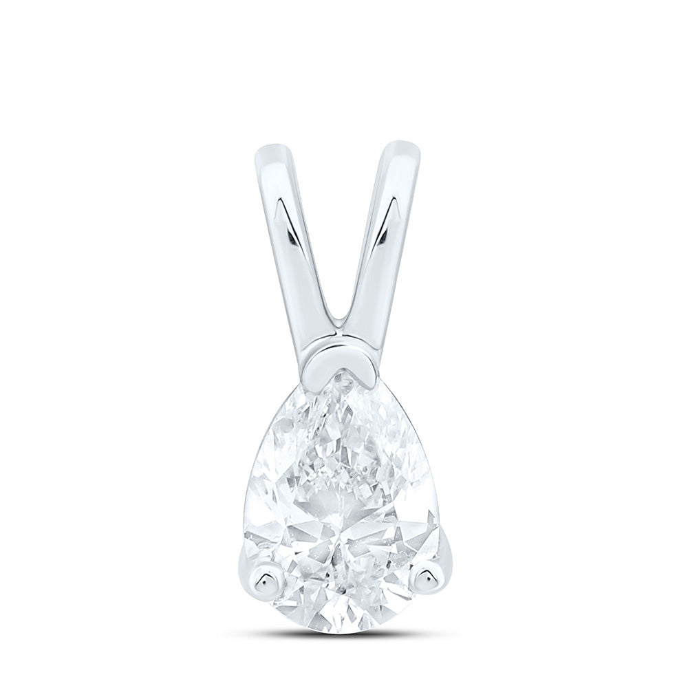 14K Yellow Or White Gold 1/4Cttw Natural Diamond I1 Ij Pear Solitaire Pendant
