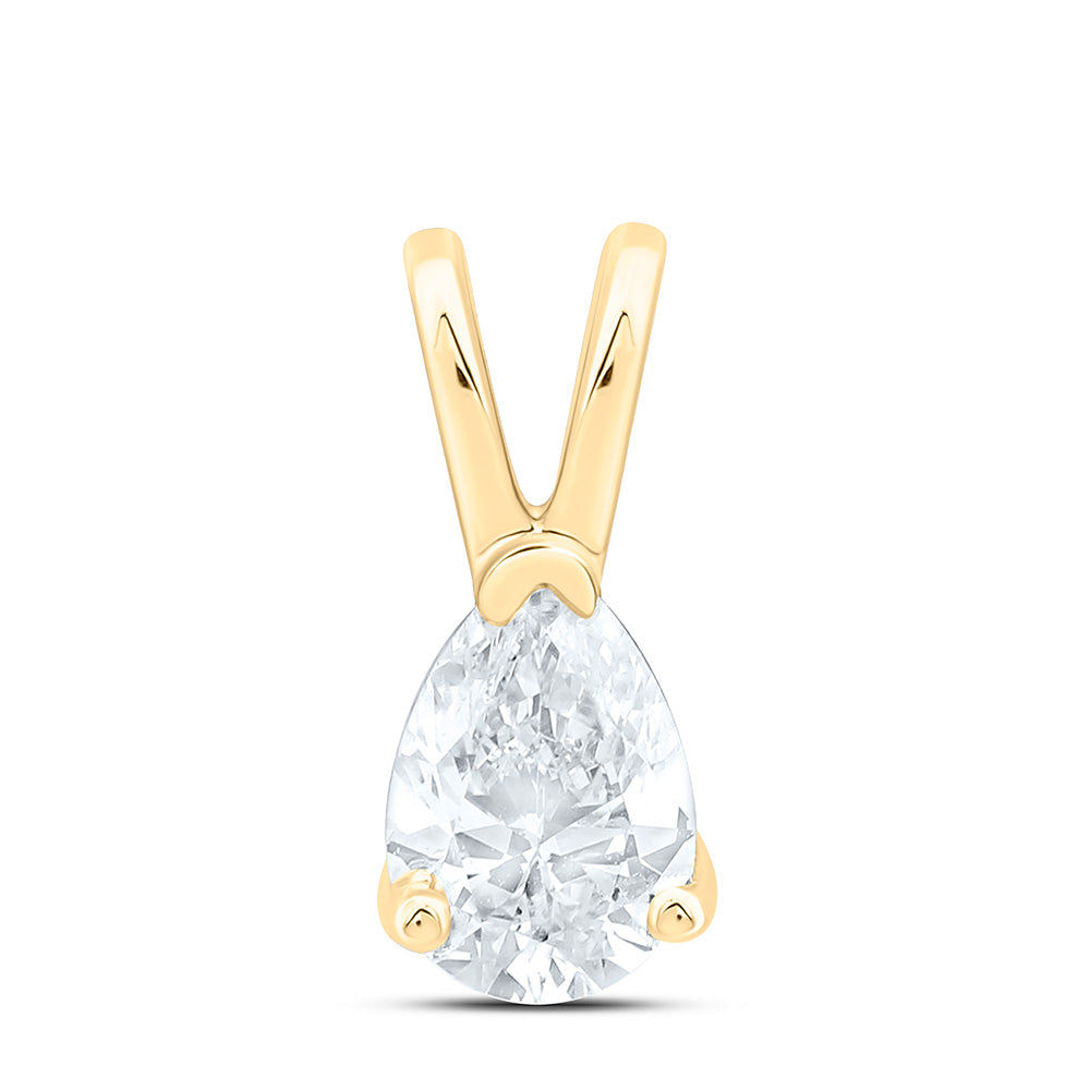 14K Yellow Or White Gold 1/4Cttw Natural Diamond I1 Ij Pear Solitaire Pendant