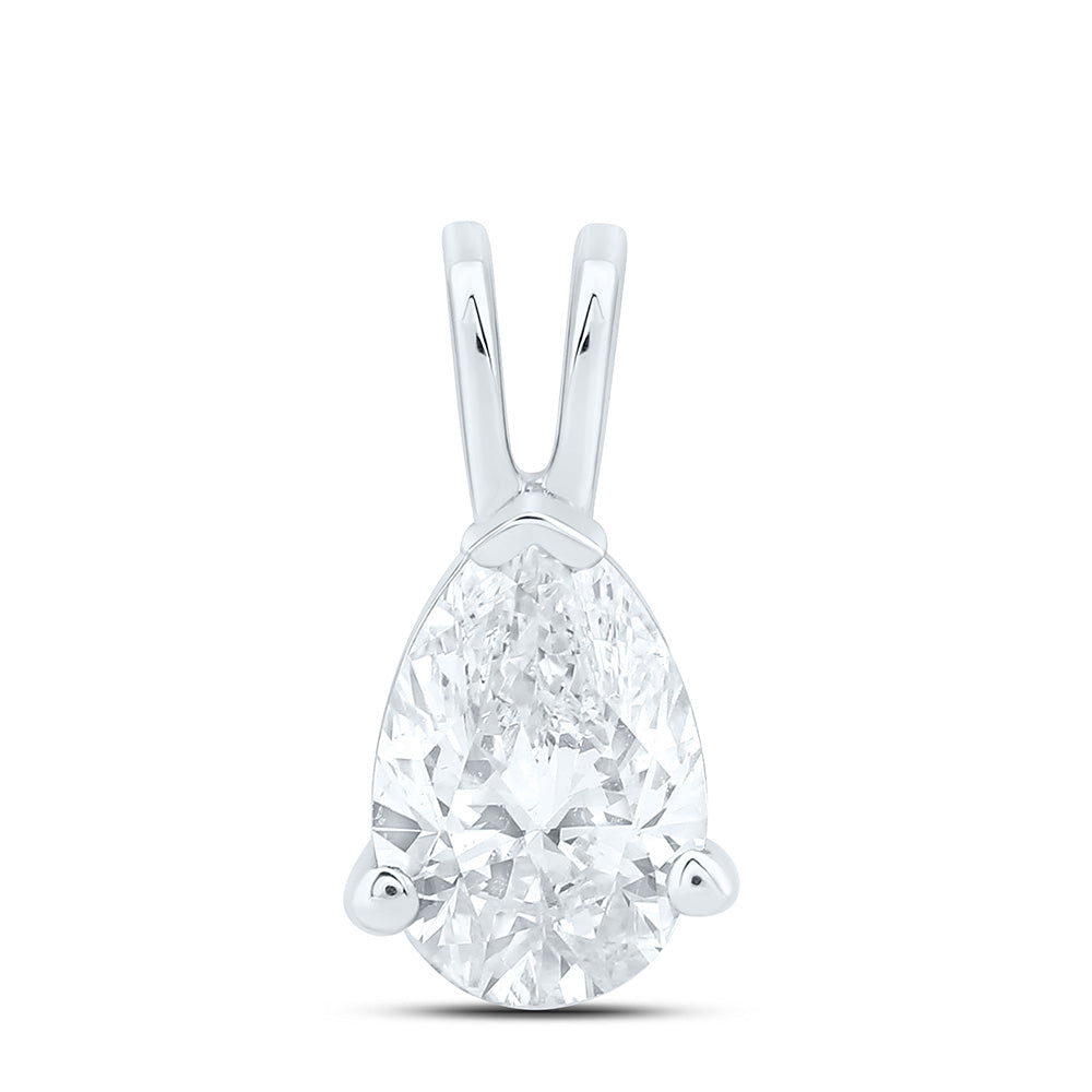 14K Yellow Or White Gold 1/2Cttw Natural Diamond I1 Ij Pear Solitaire Pendant