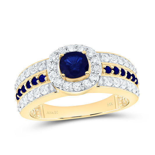 14K Yellow Or White Gold 5/8Cttw Natural Diamond 1/4Cttw Round & 4.90Mm Cushion Gem Ring