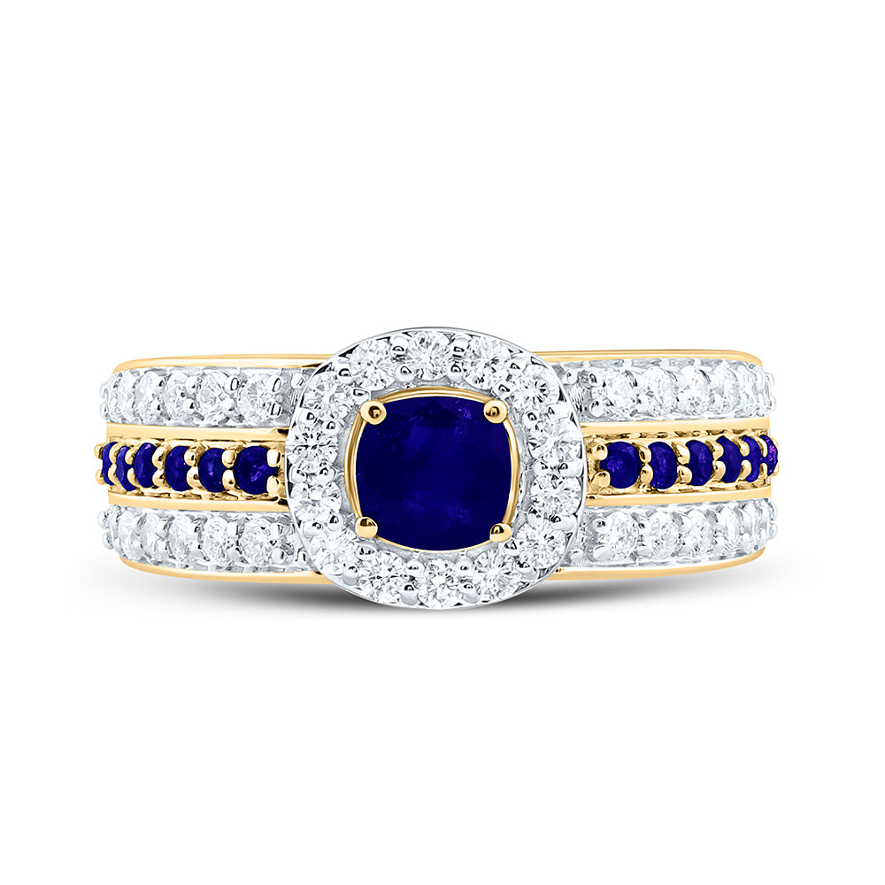 14K Yellow Or White Gold 5/8Cttw Natural Diamond 1/4Cttw Round & 4.90Mm Cushion Gem Ring