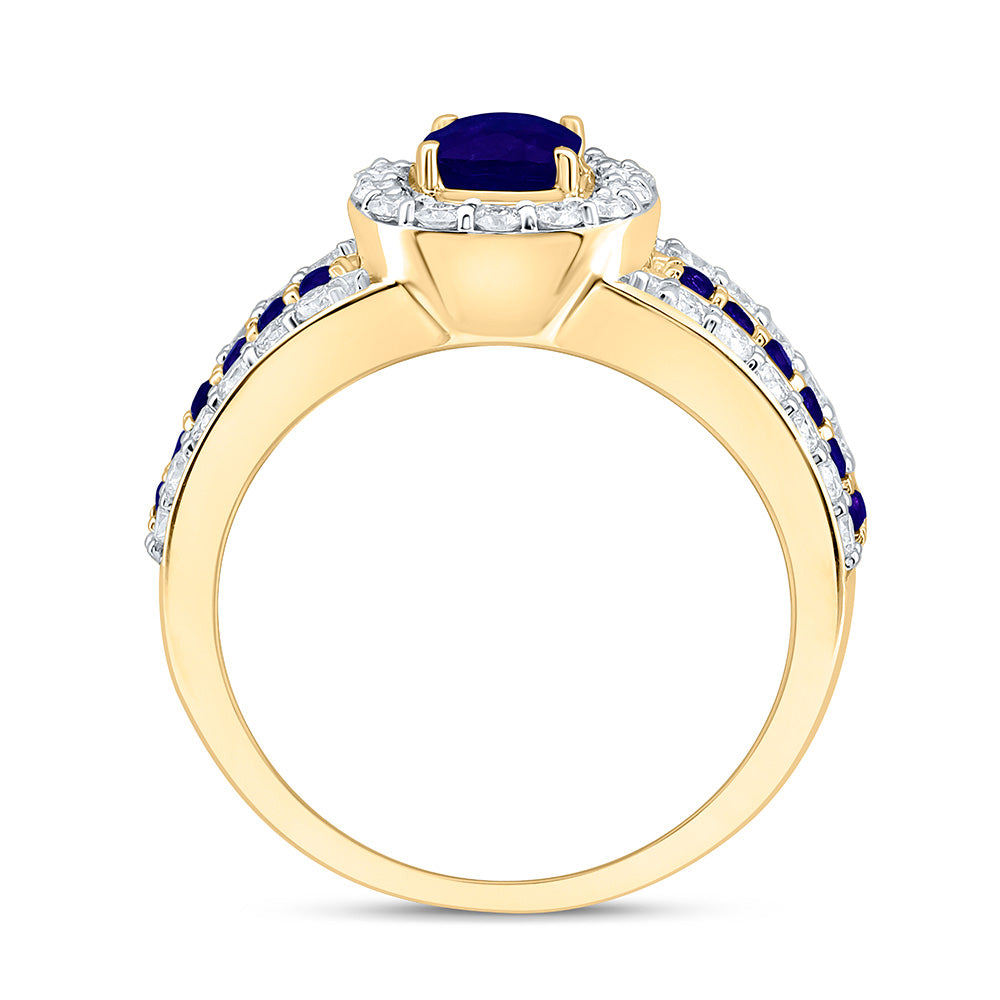 14K Yellow Or White Gold 5/8Cttw Natural Diamond 1/4Cttw Round & 4.90Mm Cushion Gem Ring