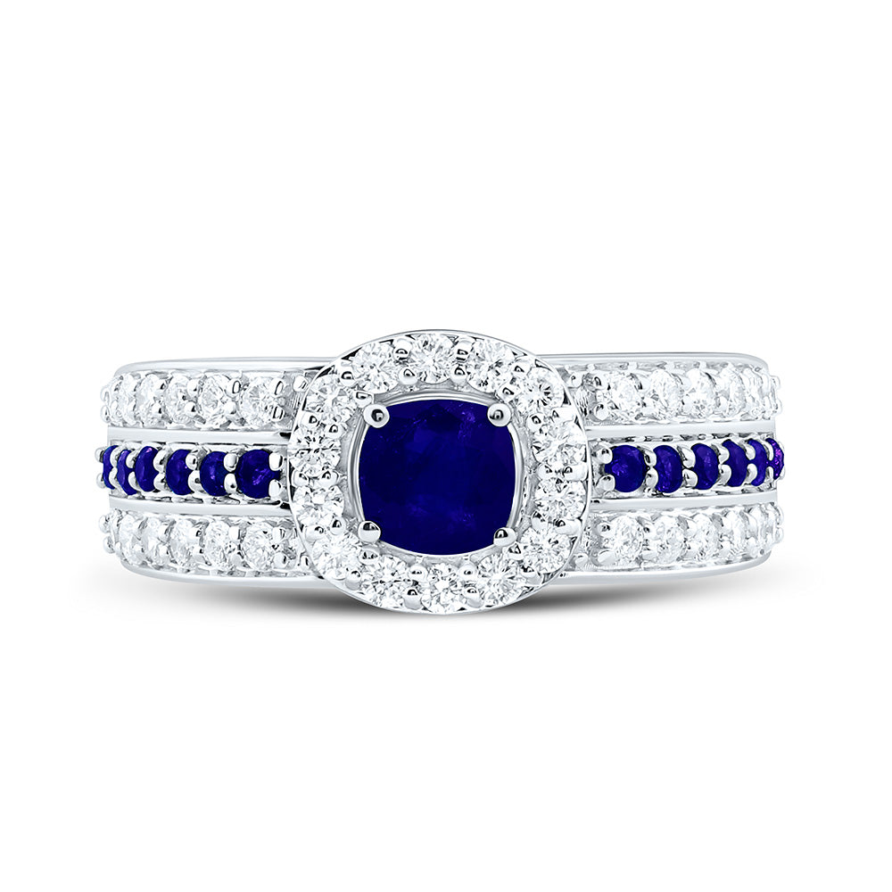 14K Yellow Or White Gold 5/8Cttw Natural Diamond 1/4Cttw Round & 4.90Mm Cushion Gem Ring