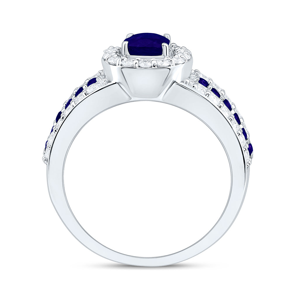 14K Yellow Or White Gold 5/8Cttw Natural Diamond 1/4Cttw Round & 4.90Mm Cushion Gem Ring