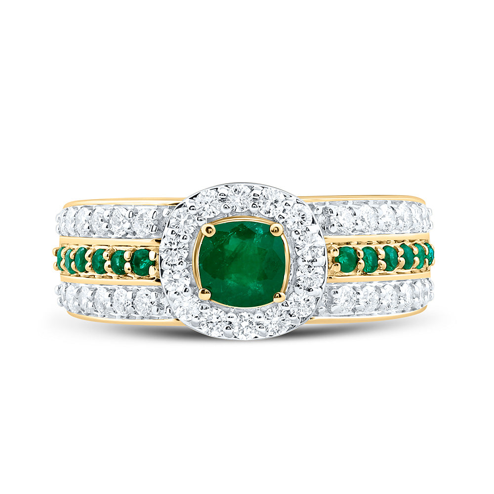 14K Yellow Or White Gold 5/8Cttw Natural Diamond 1/4Cttw Round & 4.90Mm Cushion Gem Ring