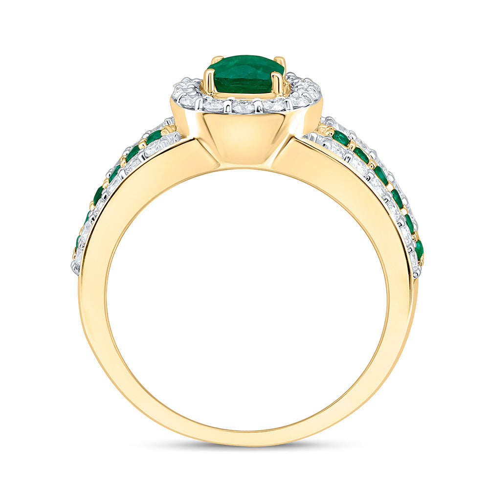 14K Yellow Or White Gold 5/8Cttw Natural Diamond 1/4Cttw Round & 4.90Mm Cushion Gem Ring