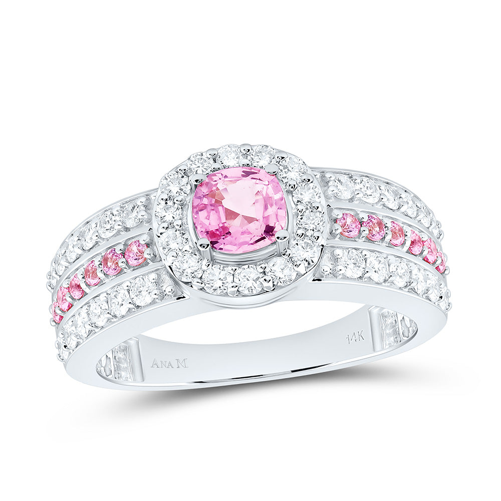 14K Yellow Or White Gold 5/8Cttw Natural Diamond 1/4Cttw Round & 4.90Mm Cushion Gem Ring