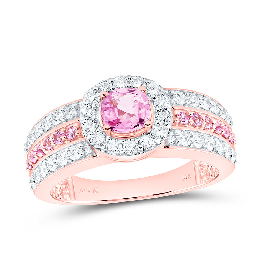 14K Yellow Or White Gold 5/8Cttw Natural Diamond 1/4Cttw Round & 4.90Mm Cushion Gem Ring