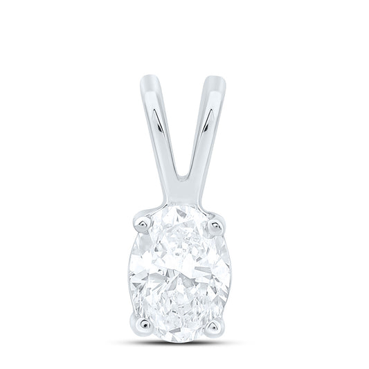 14K Yellow Or White Gold 1/5Cttw Natural Diamond I1 Ij Oval Solitaire Pendant