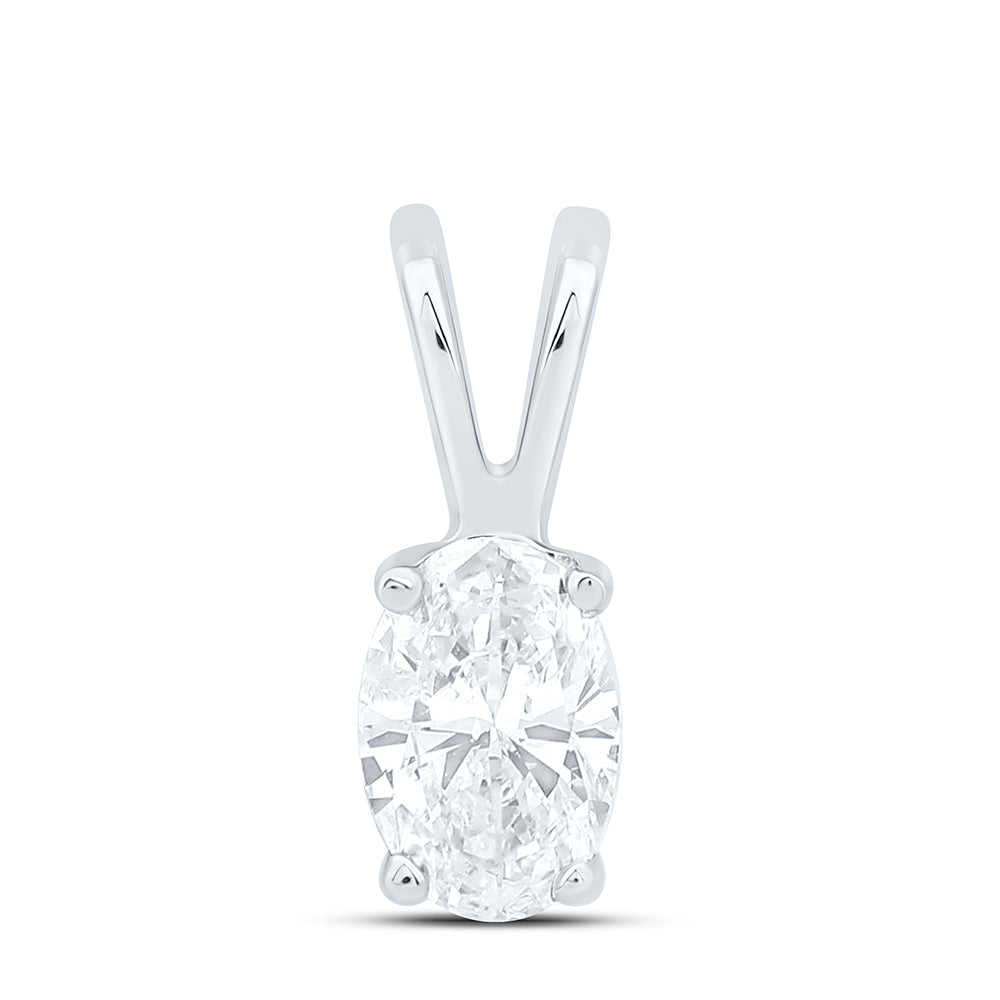 14K Yellow Or White Gold 1/4Cttw Natural Diamond I1 Ij Oval Solitaire Pendant