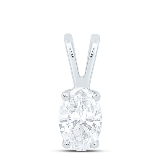 14K Yellow Or White Gold 1/4Cttw Natural Diamond I1 Ij Oval Solitaire Pendant
