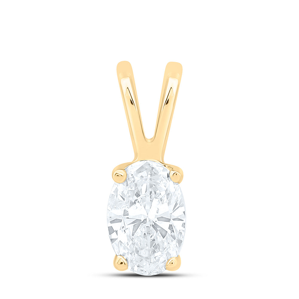 14K Yellow Or White Gold 1/4Cttw Natural Diamond I1 Ij Oval Solitaire Pendant