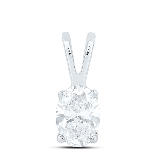 14K Yellow Or White Gold 3/4Cttw Natural Diamond I1 Ij Oval Solitaire Pendant