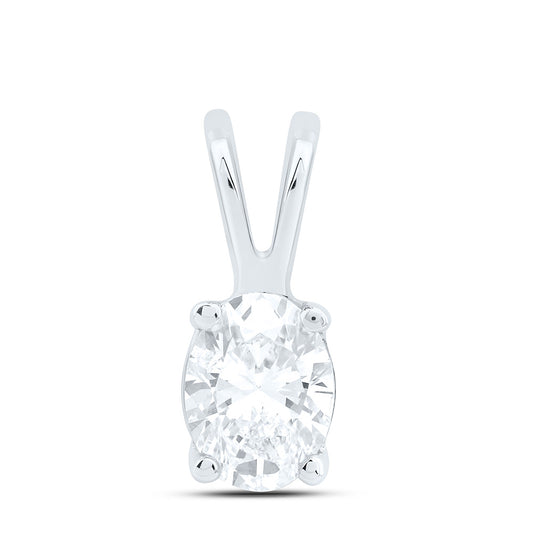 14K Yellow Or White Gold 1Cttw Natural Diamond I1 Ij Oval Solitaire Pendant