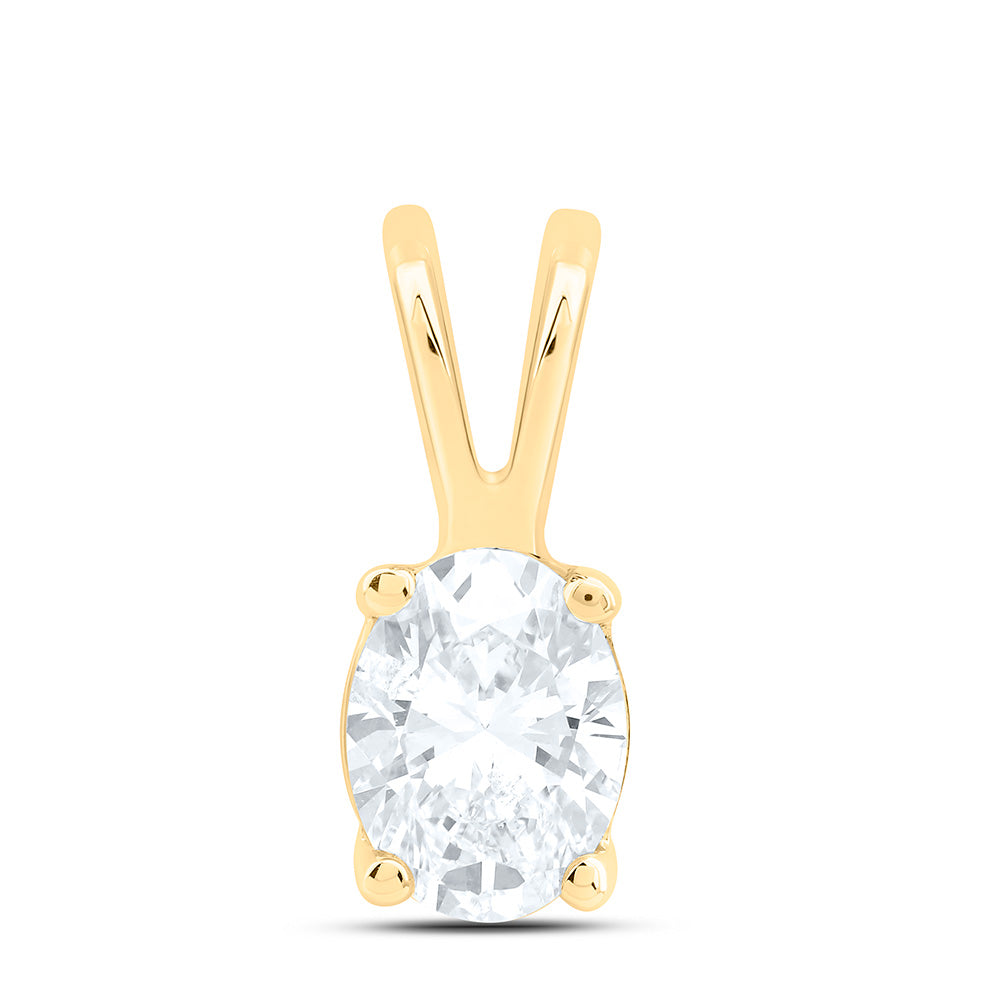 14K Yellow Or White Gold 1Cttw Natural Diamond I1 Ij Oval Solitaire Pendant
