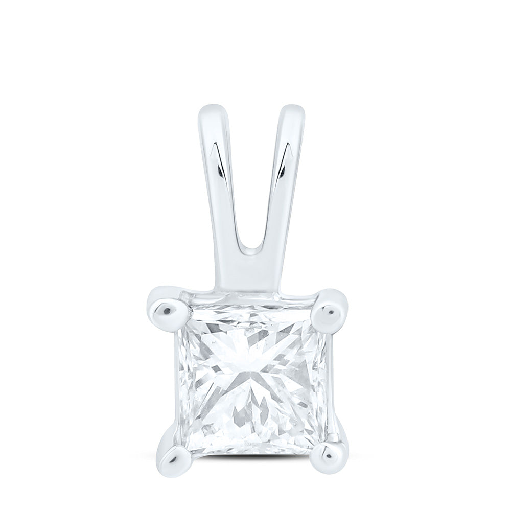 14K Yellow Or White Gold 1/5Cttw Natural Diamond I1 Ij Princess Solitaire Pendant