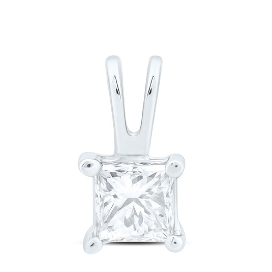14K Yellow Or White Gold 1/5Cttw Natural Diamond I1 Ij Princess Solitaire Pendant