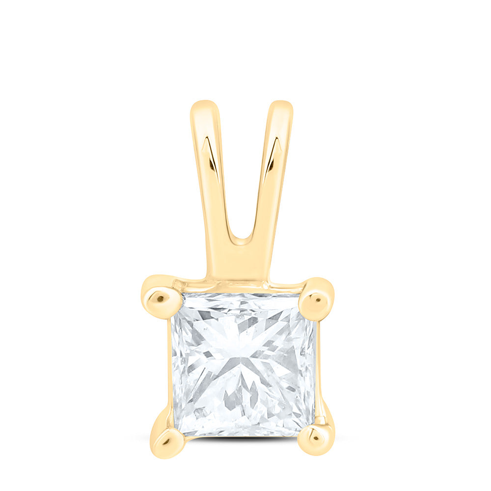 14K Yellow Or White Gold 1/5Cttw Natural Diamond I1 Ij Princess Solitaire Pendant