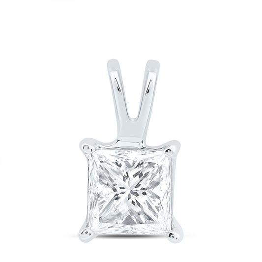 14K Yellow Or White Gold 1/2Cttw Natural Diamond I1 Ij Princess Solitaire Pendant