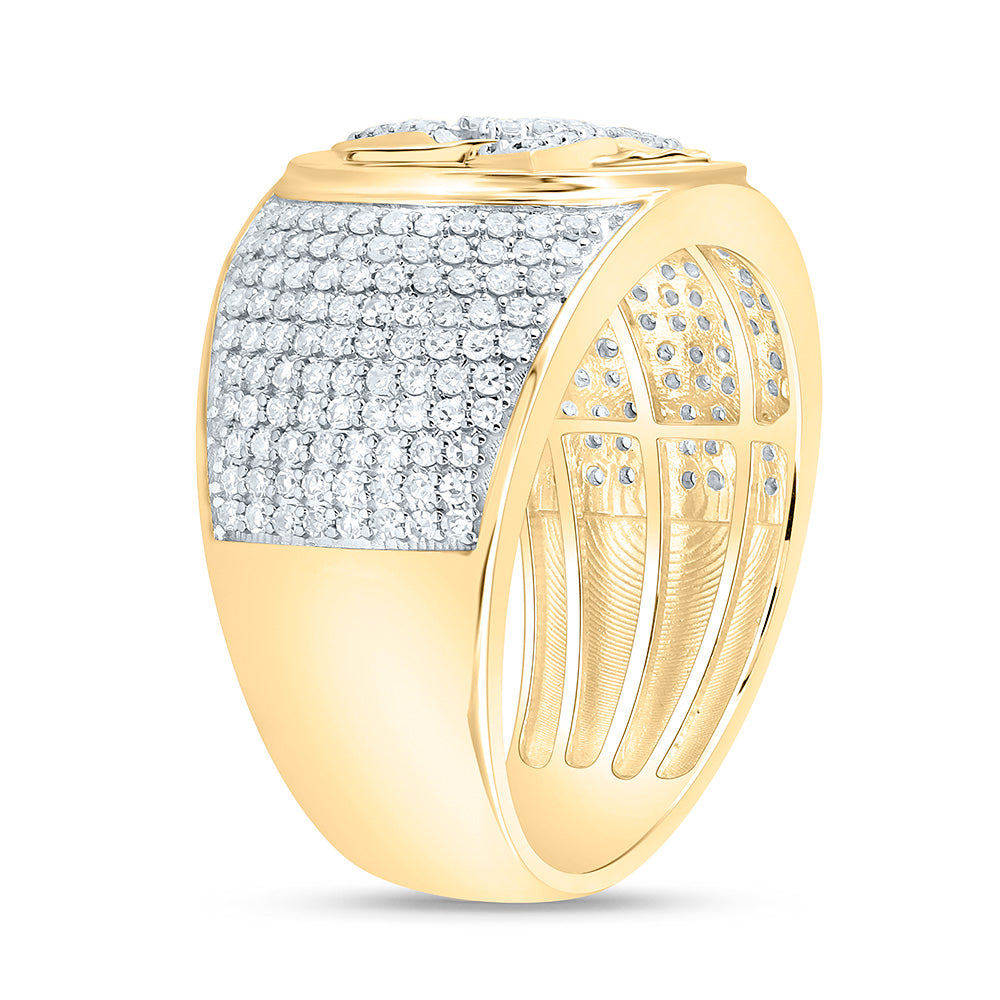 10K Yellow Gold 7/8Cttw Natural Diamond Star Of David Mens Ring