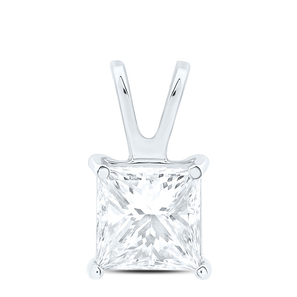 14K Yellow Or White Gold 3/4Cttw Natural Diamond I1 Ij Princess Solitaire Pendant