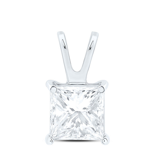 14K Yellow Or White Gold 3/4Cttw Natural Diamond I1 Ij Princess Solitaire Pendant
