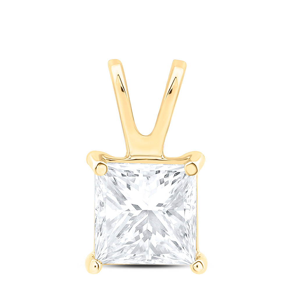 14K Yellow Or White Gold 3/4Cttw Natural Diamond I1 Ij Princess Solitaire Pendant