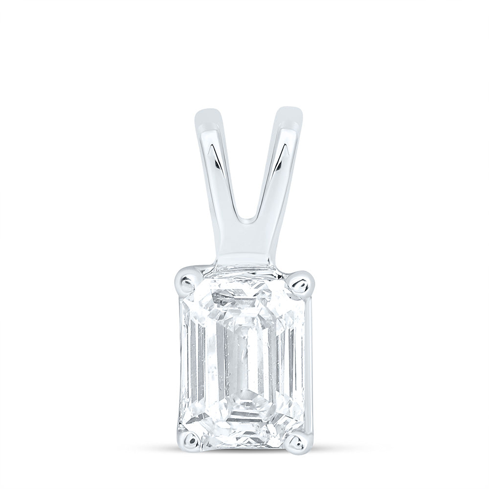 14K Yellow Or White Gold 1/5Cttw Natural Diamond I1 Ij Emerald Solitaire Pendant