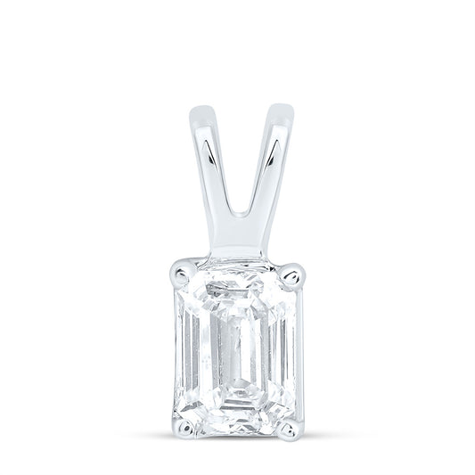 14K Yellow Or White Gold 1/5Cttw Natural Diamond I1 Ij Emerald Solitaire Pendant