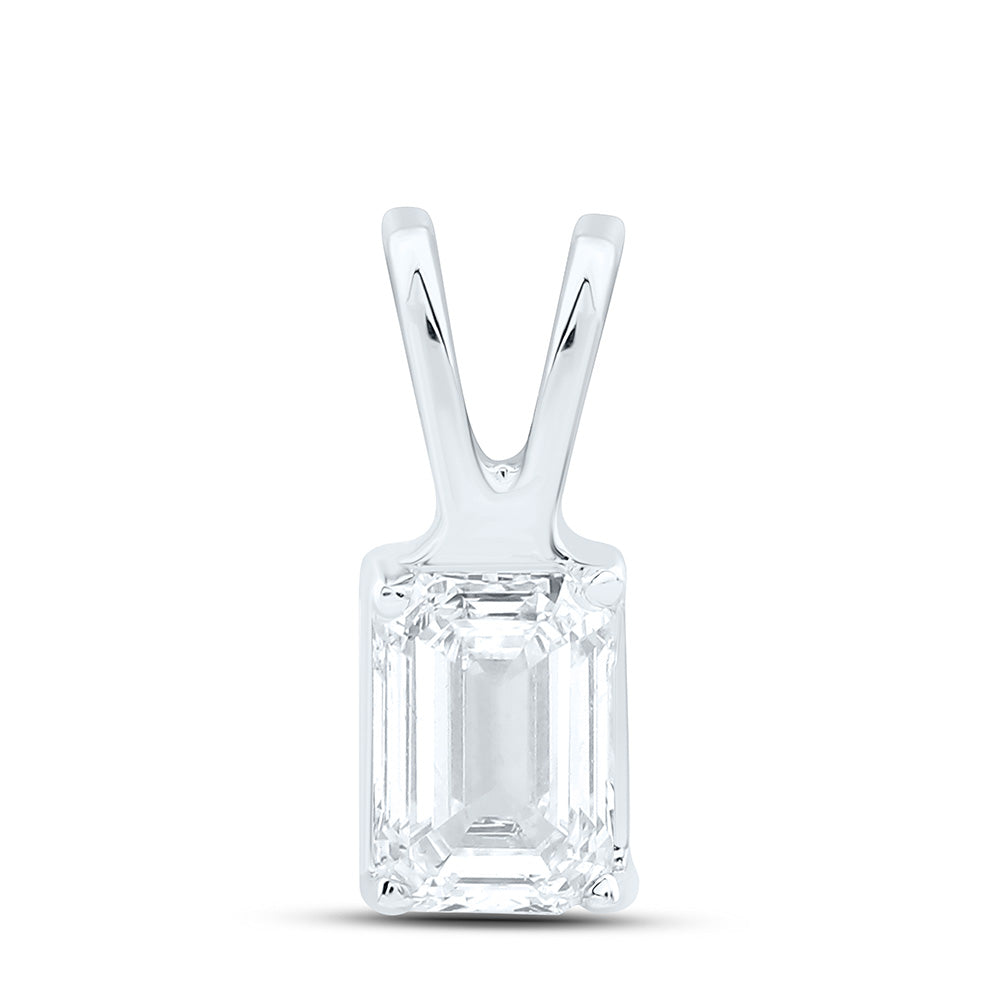14K Yellow Or White Gold 1/4Cttw Natural Diamond I1 Ij Emerald Solitaire Pendant
