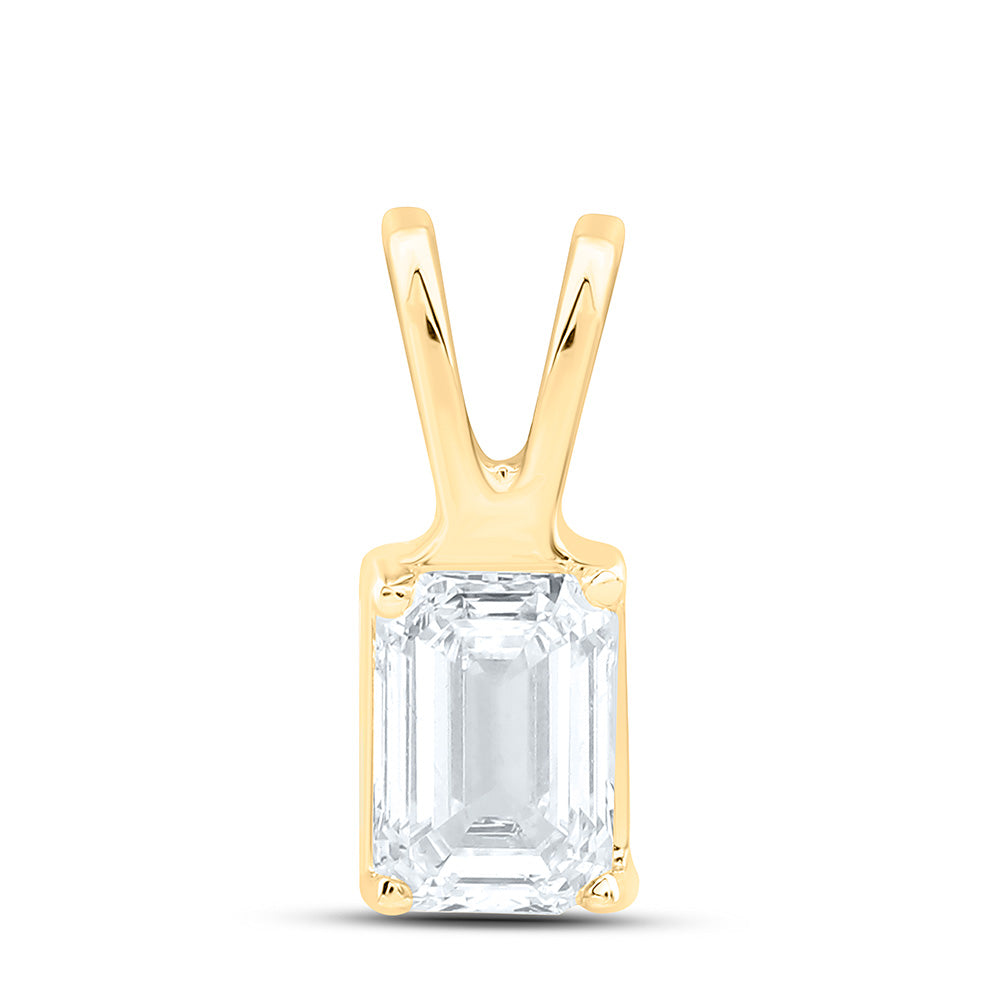 14K Yellow Or White Gold 1/4Cttw Natural Diamond I1 Ij Emerald Solitaire Pendant