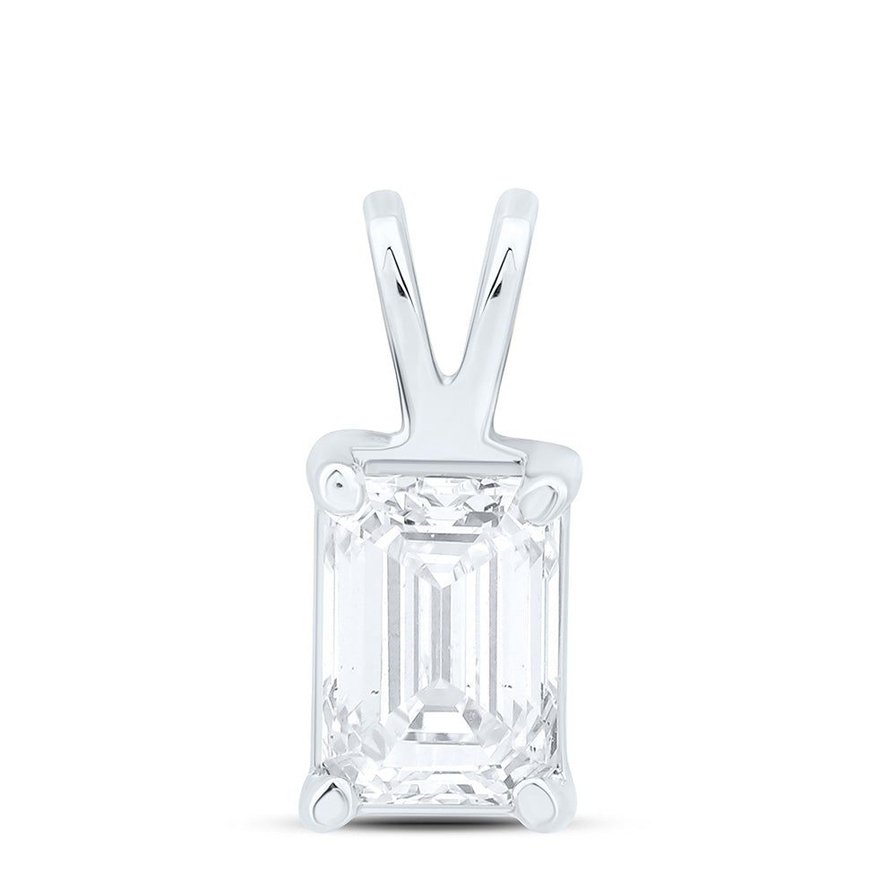 14K Yellow Or White Gold 1/2Cttw Natural Diamond I1 Ij Emerald Solitaire Pendant