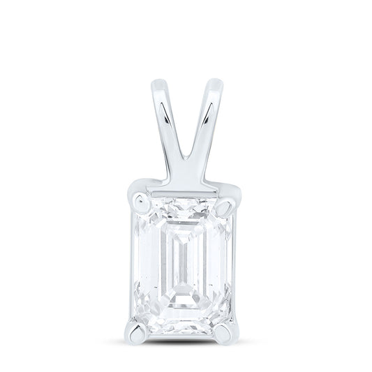 14K Yellow Or White Gold 1/2Cttw Natural Diamond I1 Ij Emerald Solitaire Pendant