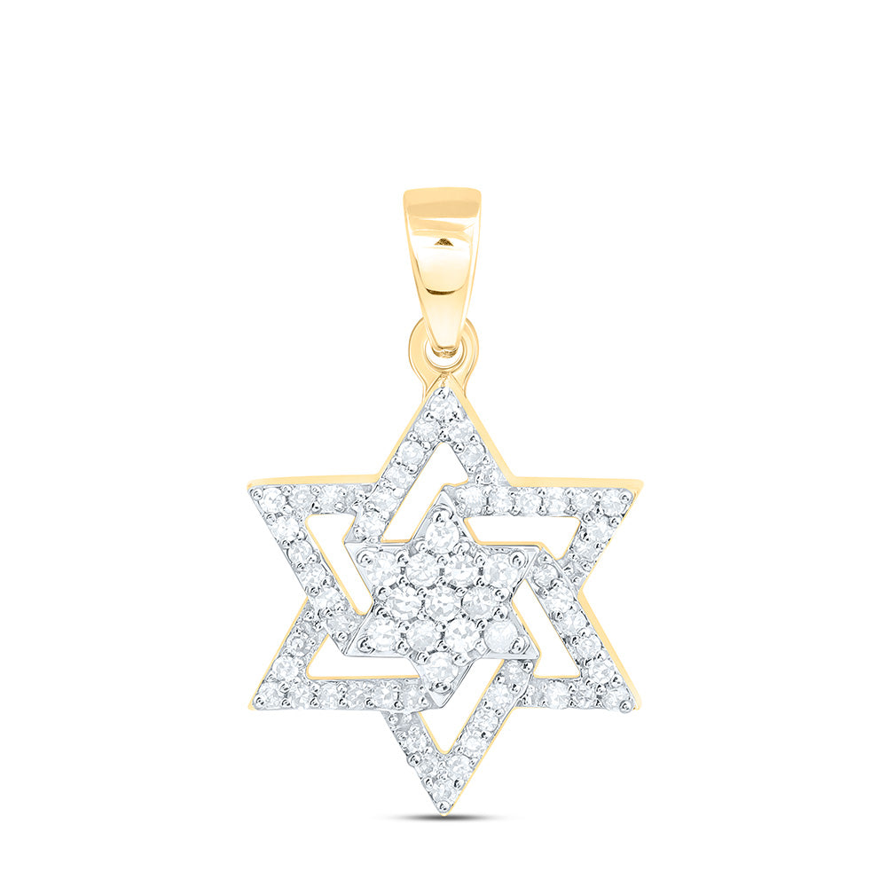 10K Yellow Or White Gold 1/4Cttw Natural Diamond  Star Of David Pendant