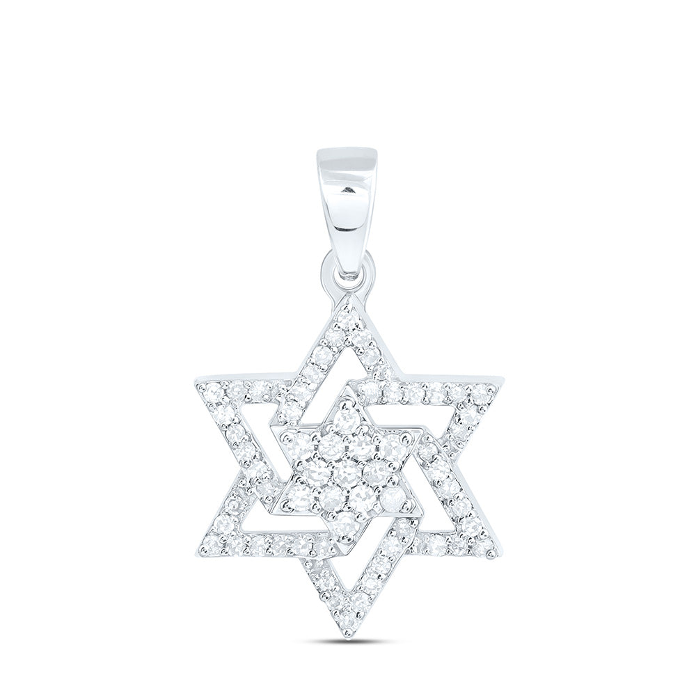 10K Yellow Or White Gold 1/4Cttw Natural Diamond  Star Of David Pendant